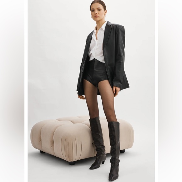 NWT Lamarque Black Felina Oversized Leather Blazer Size Large $675+ - Picture 10 of 15